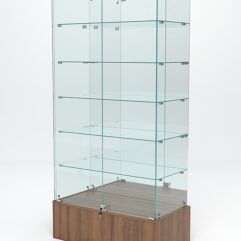 Витрина стеклянная ИСТРА ПОДИУМ №511 (с дверками, задняя стенка - зеркало), Орех