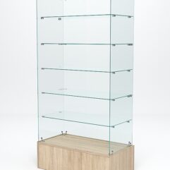 Витрина стеклянная ИСТРА ПОДИУМ №609 (без дверок, задняя стенка - стекло), Дуб Сонома