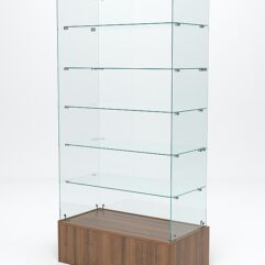 Витрина стеклянная ИСТРА ПОДИУМ №609 (без дверок, задняя стенка - стекло), Орех