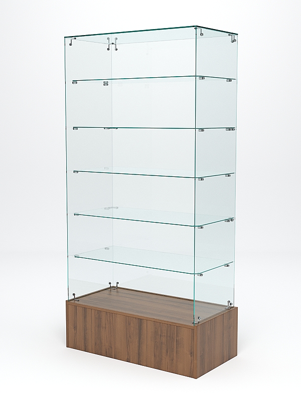 Витрина стеклянная ИСТРА ПОДИУМ №609 (без дверок, задняя стенка - стекло), Орех