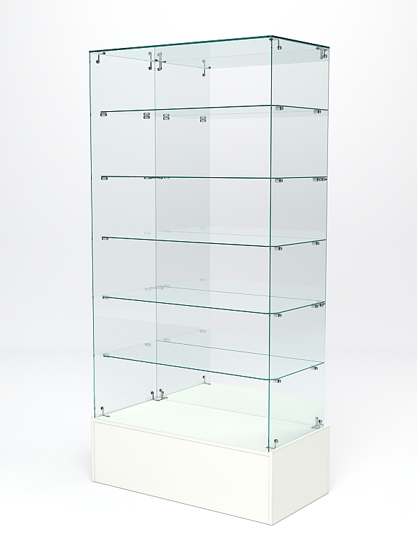Витрина стеклянная ИСТРА ПОДИУМ №611 (без дверок, задняя стенка - зеркало), Белый