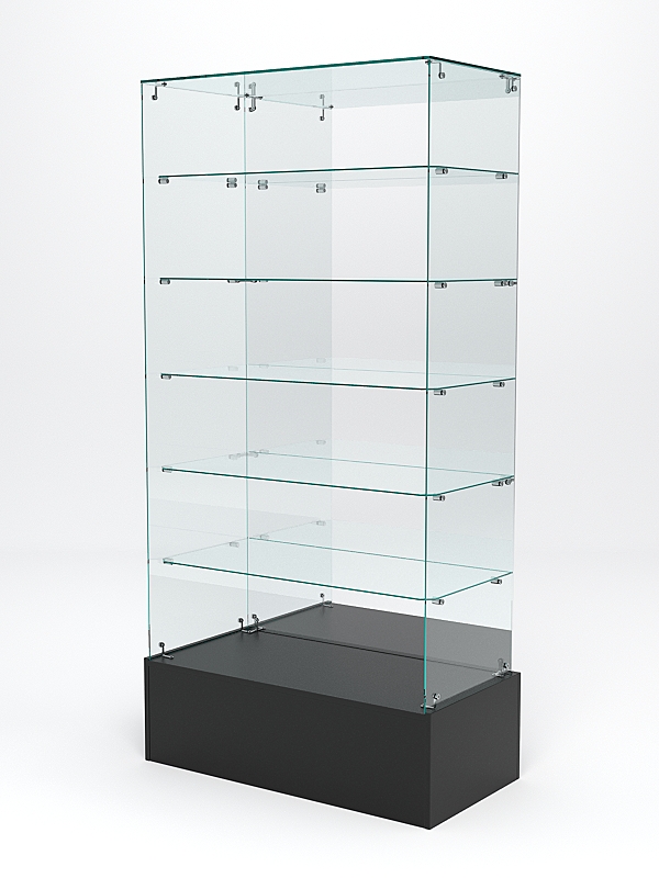 Витрина стеклянная ИСТРА ПОДИУМ №611 (без дверок, задняя стенка - зеркало), Черный