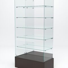 Витрина стеклянная ИСТРА ПОДИУМ №611 (без дверок, задняя стенка - зеркало), Дуб Венге