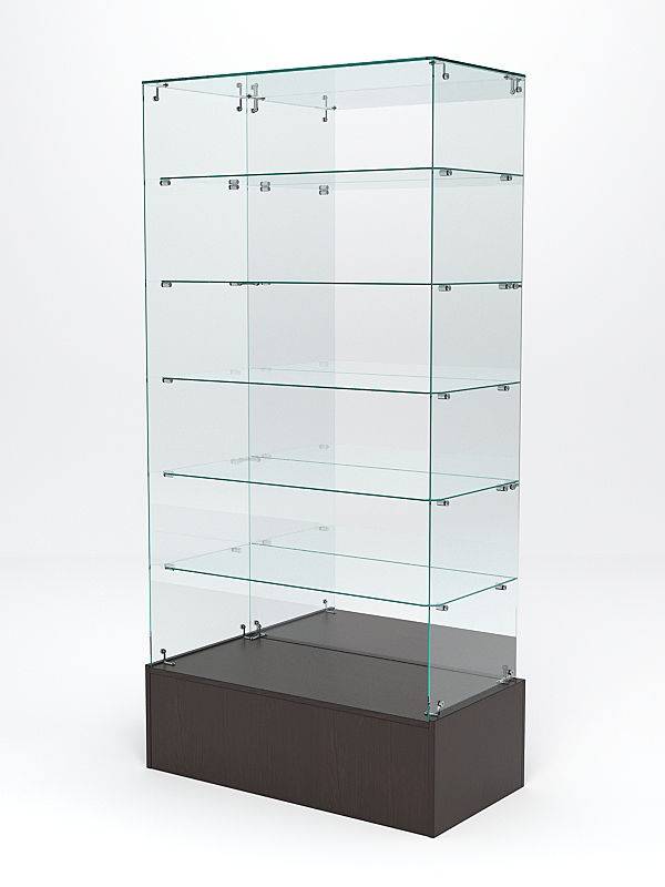 Витрина стеклянная ИСТРА ПОДИУМ №611 (без дверок, задняя стенка - зеркало), Дуб Венге