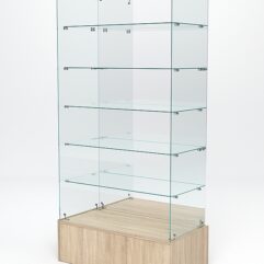Витрина стеклянная ИСТРА ПОДИУМ №611 (без дверок, задняя стенка - зеркало), Дуб Сонома