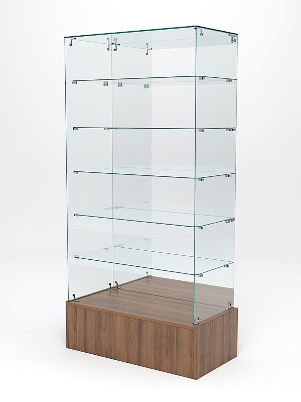 Витрина стеклянная ИСТРА ПОДИУМ №611 (без дверок, задняя стенка - зеркало), Орех