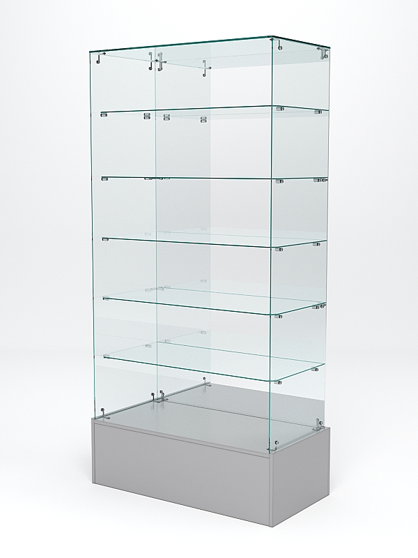 Витрина стеклянная ИСТРА ПОДИУМ №611 (без дверок, задняя стенка - зеркало), Серый