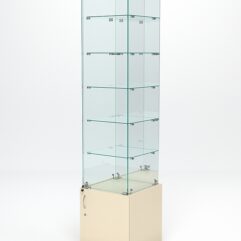 Витрина стеклянная ИСТРА №508 (с дверкой, задняя стенка - зеркало), Крем Вайс