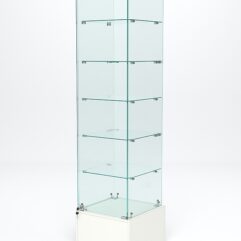 Витрина стеклянная ИСТРА ПОДИУМ №510 (с дверкой, задняя стенка - стекло), Белый