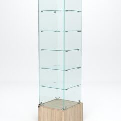 Витрина стеклянная ИСТРА ПОДИУМ №510 (с дверкой, задняя стенка - стекло), Дуб Сонома