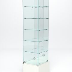 Витрина стеклянная ИСТРА ПОДИУМ №512 (с дверкой, задняя стенка - зеркало), Белый