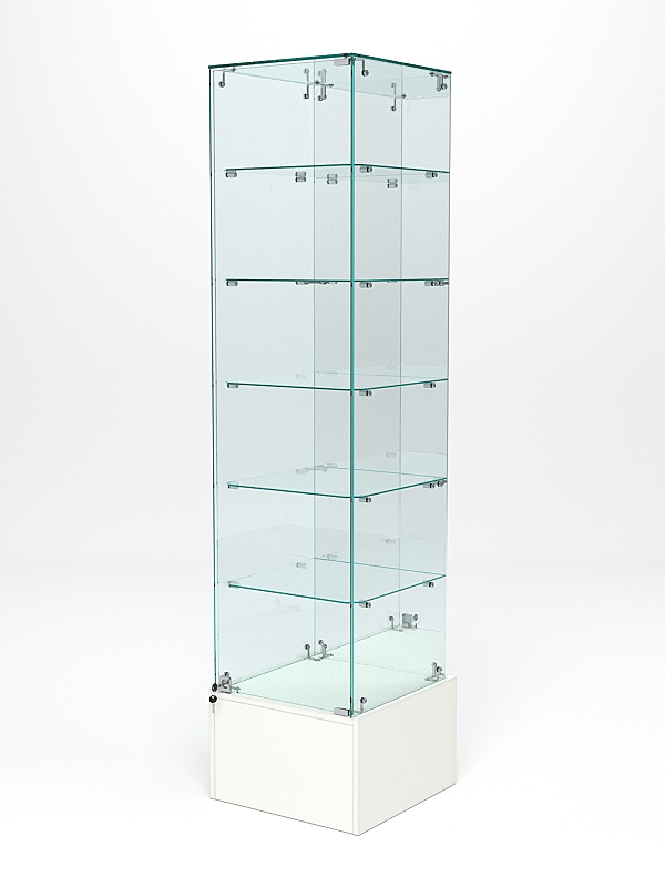 Витрина стеклянная ИСТРА ПОДИУМ №512 (с дверкой, задняя стенка - зеркало), Белый