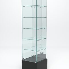 Витрина стеклянная ИСТРА ПОДИУМ №512 (с дверкой, задняя стенка - зеркало), Черный