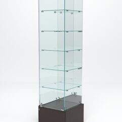 Витрина стеклянная ИСТРА ПОДИУМ №512 (с дверкой, задняя стенка - зеркало), Дуб Венге