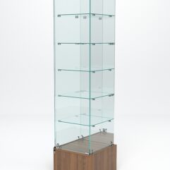 Витрина стеклянная ИСТРА ПОДИУМ №512 (с дверкой, задняя стенка - зеркало), Орех