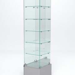 Витрина стеклянная ИСТРА ПОДИУМ №512 (с дверкой, задняя стенка - зеркало), Серый