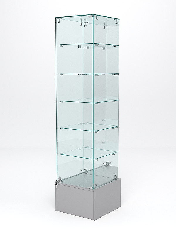 Витрина стеклянная ИСТРА ПОДИУМ №512 (с дверкой, задняя стенка - зеркало), Серый