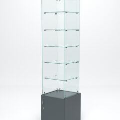 Витрина стеклянная ИСТРА №602 (без дверки, задняя стенка - стекло), Темно-Серый