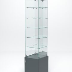 Витрина стеклянная ИСТРА №604 (без дверки, задняя стенка - зеркало), Темно-Серый