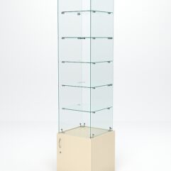 Витрина стеклянная ИСТРА №606 (без дверки, задняя стенка - стекло), Крем Вайс