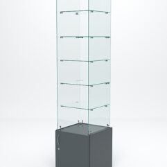 Витрина стеклянная ИСТРА №606 (без дверки, задняя стенка - стекло), Темно-Серый