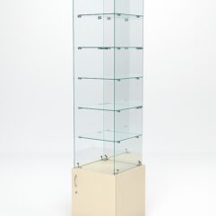 Витрина стеклянная ИСТРА №608 (без дверки, задняя стенка - зеркало), Крем Вайс