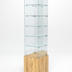 Витрина стеклянная ИСТРА №608 (без дверки, задняя стенка - зеркало), Дуб Золотистый