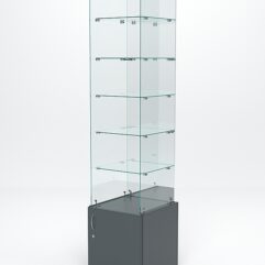 Витрина стеклянная ИСТРА №608 (без дверки, задняя стенка - зеркало), Темно-Серый