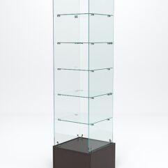 Витрина стеклянная ИСТРА ПОДИУМ №610 (без дверки, задняя стенка - стекло), Дуб Венге