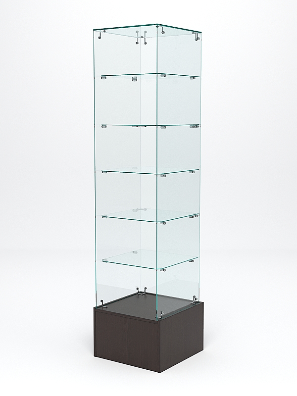 Витрина стеклянная ИСТРА ПОДИУМ №610 (без дверки, задняя стенка - стекло), Дуб Венге