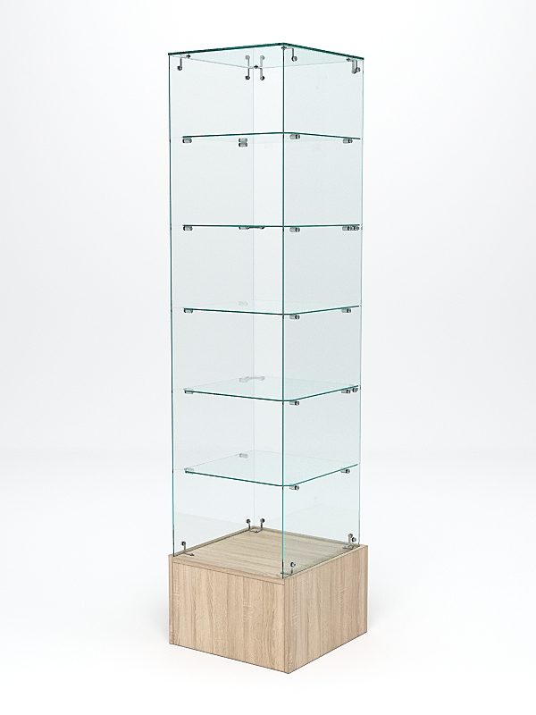 Витрина стеклянная ИСТРА ПОДИУМ №610 (без дверки, задняя стенка - стекло), Дуб Сонома