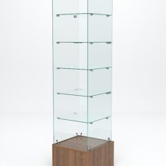 Витрина стеклянная ИСТРА ПОДИУМ №610 (без дверки, задняя стенка - стекло), Орех