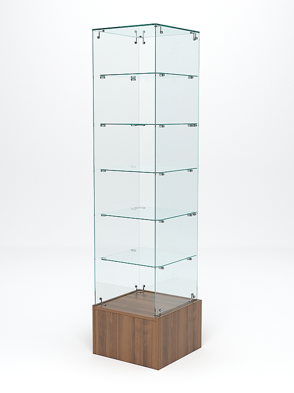 Витрина стеклянная ИСТРА ПОДИУМ №610 (без дверки, задняя стенка - стекло), Орех