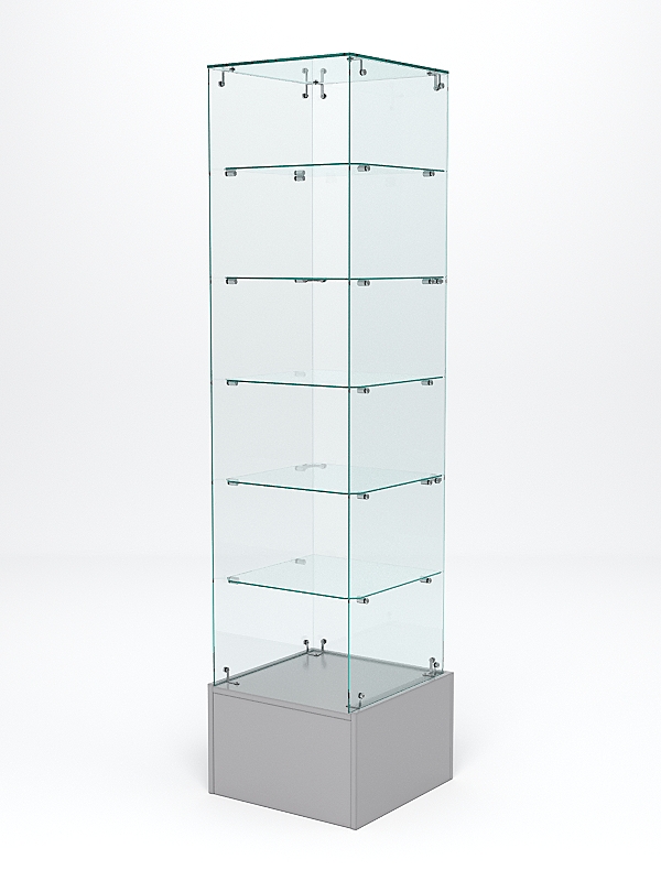 Витрина стеклянная ИСТРА ПОДИУМ №610 (без дверки, задняя стенка - стекло), Серый