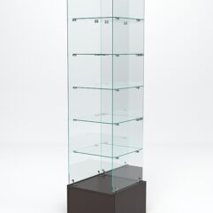 Витрина стеклянная ИСТРА ПОДИУМ №612 (без дверки, задняя стенка - зеркало), Дуб Венге