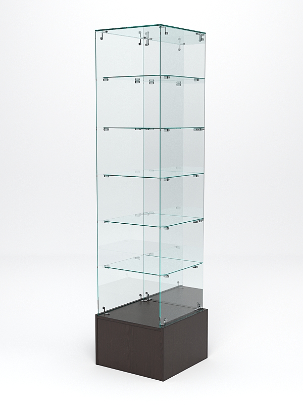 Витрина стеклянная ИСТРА ПОДИУМ №612 (без дверки, задняя стенка - зеркало), Дуб Венге