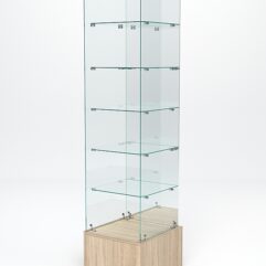 Витрина стеклянная ИСТРА ПОДИУМ №612 (без дверки, задняя стенка - зеркало), Дуб Сонома