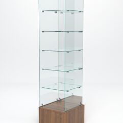 Витрина стеклянная ИСТРА ПОДИУМ №612 (без дверки, задняя стенка - зеркало), Орех