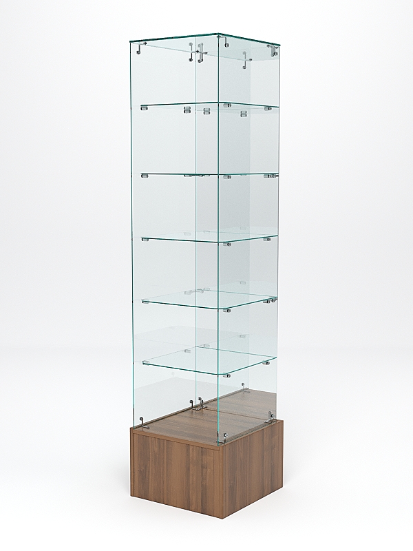 Витрина стеклянная ИСТРА ПОДИУМ №612 (без дверки, задняя стенка - зеркало), Орех
