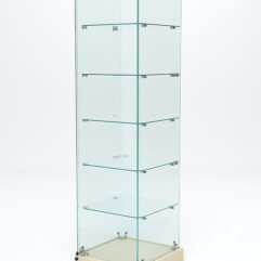 Витрина стеклянная ИСТРА ХИТ ПРОДАЖ №501 (с дверкой, задняя стенка - стекло), Крем Вайс