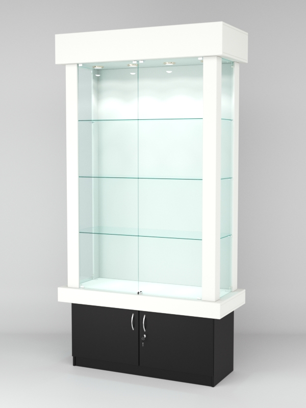 Витрина ЭЛИТА №1-1 (задняя стенка - ДСП), Белый-Черный