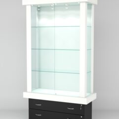 Витрина ЭЛИТА №1-2 (задняя стенка - ДСП), Белый-Черный