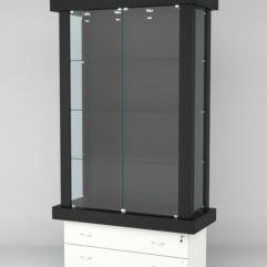 Витрина ЭЛИТА №1-2 (задняя стенка - ДСП), Черный-Белый