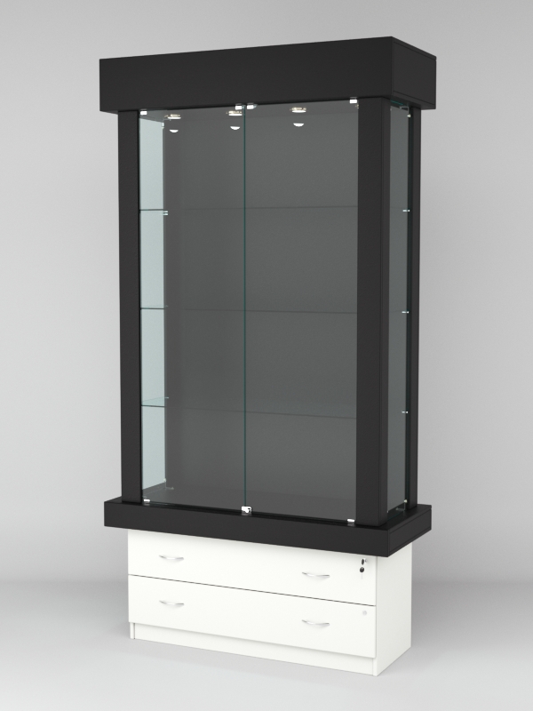 Витрина ЭЛИТА №1-2 (задняя стенка - ДСП), Черный-Белый