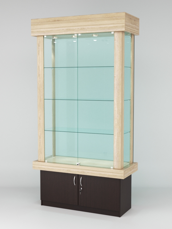 Витрина ЭЛИТА №2-1 (задняя стенка - стекло), Дуб Сонома-Дуб Венге