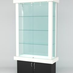 Витрина ЭЛИТА №2-1 (задняя стенка - стекло), Белый-Черный