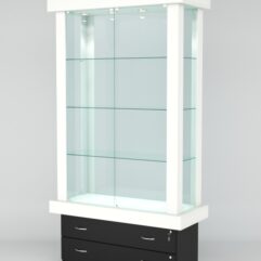 Витрина ЭЛИТА №2-2 (задняя стенка - стекло), Белый-Черный