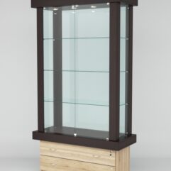 Витрина ЭЛИТА №2-2 (задняя стенка - стекло), Дуб Венге-Дуб Сонома