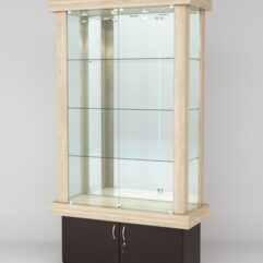 Витрина ЭЛИТА №3-1 (задняя стенка - зеркало), Дуб Сонома-Дуб Венге