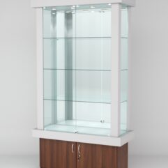 Витрина ЭЛИТА №3-1 (задняя стенка - зеркало), Серый-Орех